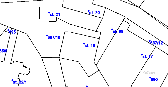 Parcela st. 19 v KÚ Kanina, Katastrální mapa