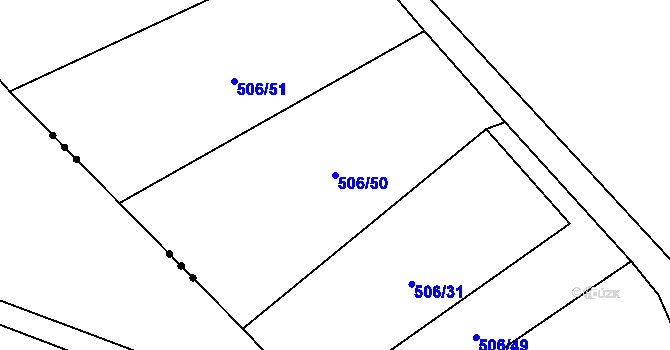 Parcela st. 506/50 v KÚ Kanina, Katastrální mapa