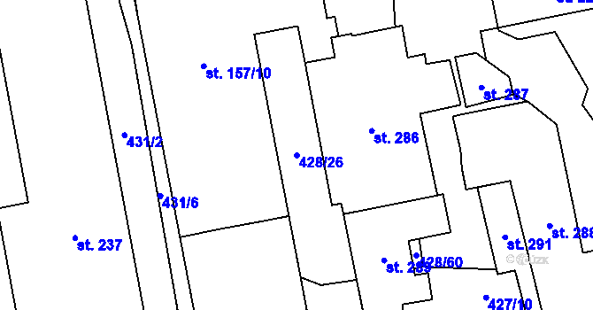 Parcela st. 428/26 v KÚ Kaňovice u Luhačovic, Katastrální mapa