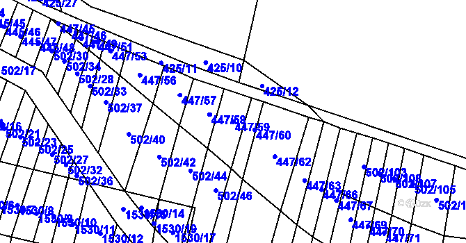 Parcela st. 447/59 v KÚ Kaňovice u Luhačovic, Katastrální mapa