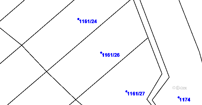 Parcela st. 1161/26 v KÚ Kaňovice u Luhačovic, Katastrální mapa