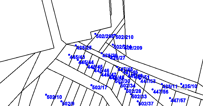 Parcela st. 425/26 v KÚ Kaňovice u Luhačovic, Katastrální mapa
