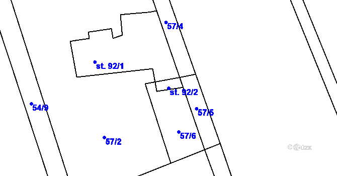 Parcela st. 92/2 v KÚ Kaňovice, Katastrální mapa