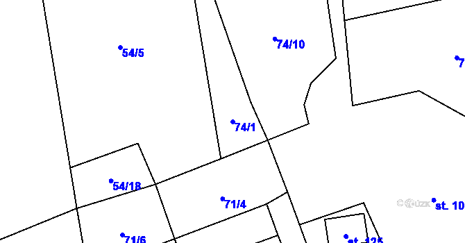 Parcela st. 74/1 v KÚ Kaňovice, Katastrální mapa
