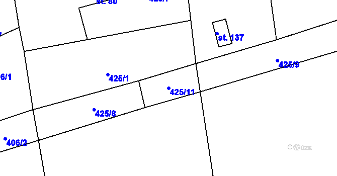 Parcela st. 425/11 v KÚ Kaňovice, Katastrální mapa