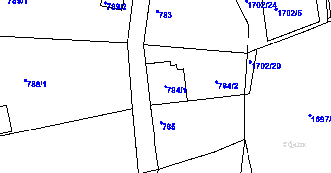 Parcela st. 784/1 v KÚ Kaplice, Katastrální mapa