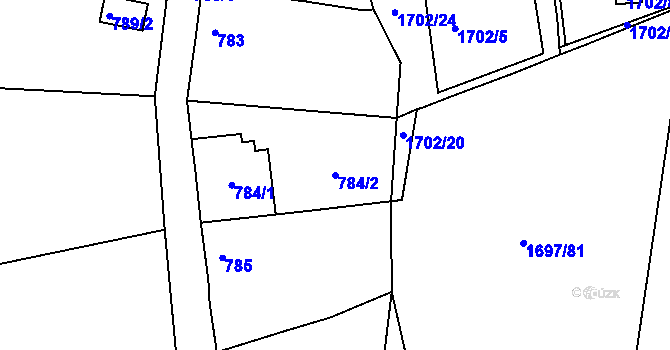 Parcela st. 784/2 v KÚ Kaplice, Katastrální mapa