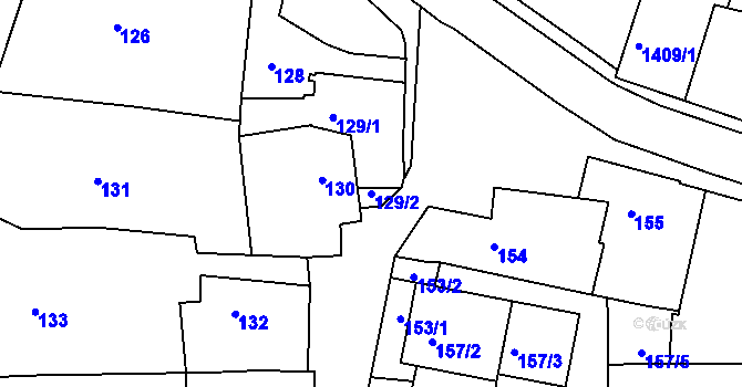 Parcela st. 129/2 v KÚ Kaplice, Katastrální mapa
