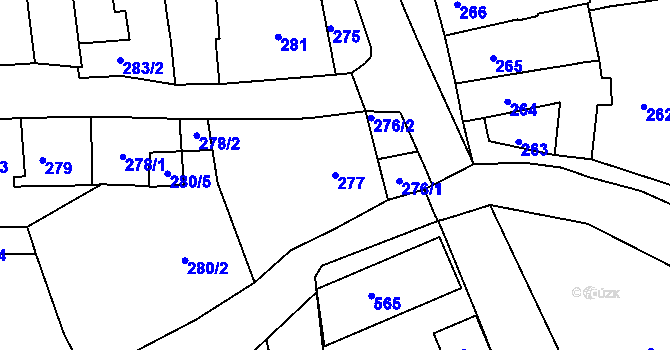 Parcela st. 277 v KÚ Kaplice, Katastrální mapa