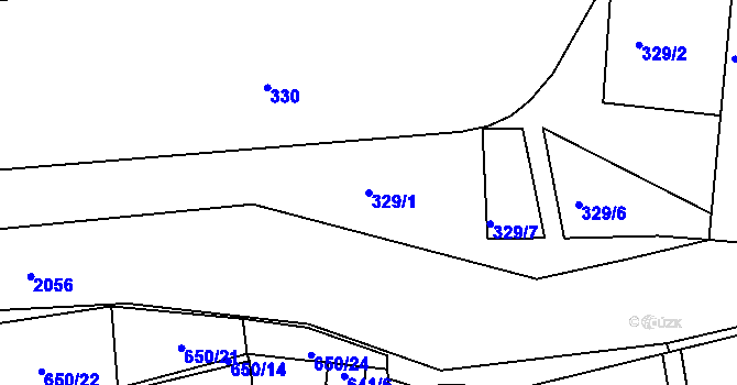 Parcela st. 329/1 v KÚ Kaplice, Katastrální mapa