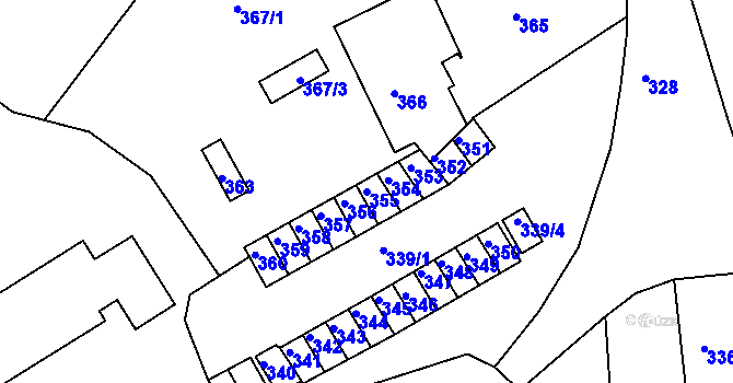 Parcela st. 355 v KÚ Kaplice, Katastrální mapa