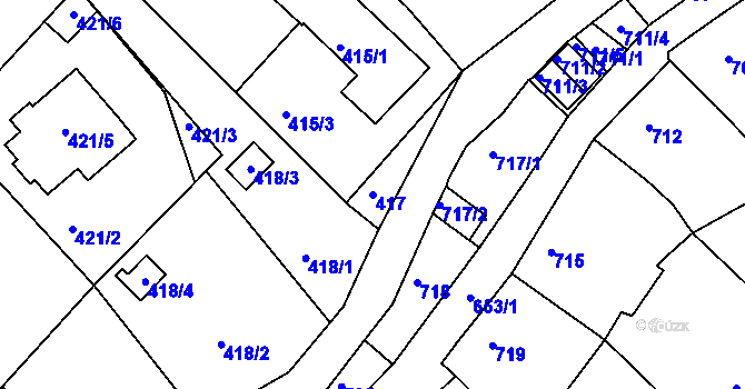 Parcela st. 417 v KÚ Kaplice, Katastrální mapa
