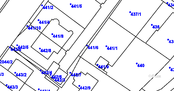 Parcela st. 441/6 v KÚ Kaplice, Katastrální mapa