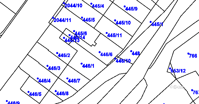 Parcela st. 446/6 v KÚ Kaplice, Katastrální mapa