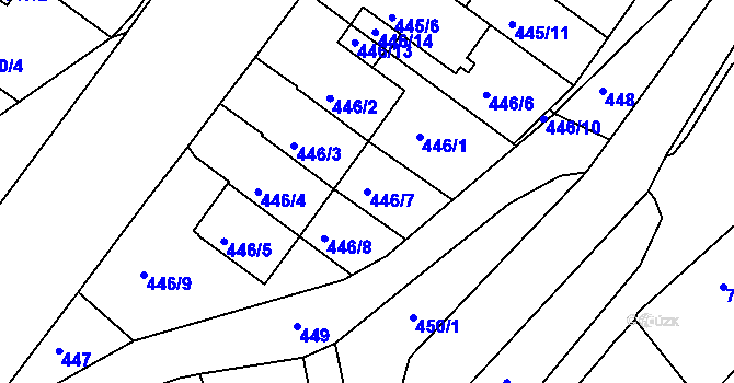 Parcela st. 446/7 v KÚ Kaplice, Katastrální mapa