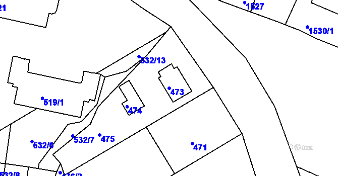 Parcela st. 473 v KÚ Kaplice, Katastrální mapa
