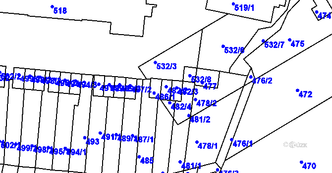 Parcela st. 482/2 v KÚ Kaplice, Katastrální mapa