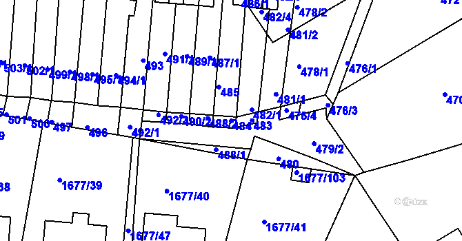 Parcela st. 484 v KÚ Kaplice, Katastrální mapa