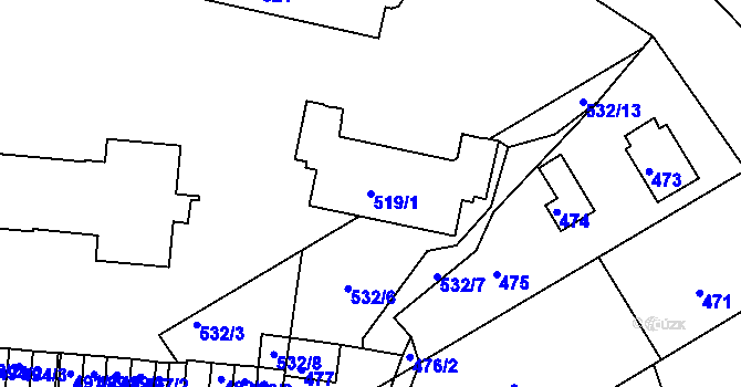 Parcela st. 519/1 v KÚ Kaplice, Katastrální mapa