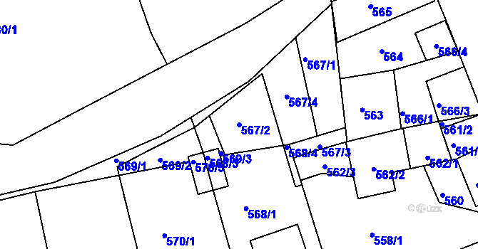 Parcela st. 567/2 v KÚ Kaplice, Katastrální mapa