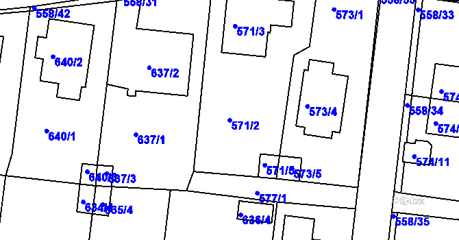 Parcela st. 571/2 v KÚ Kaplice, Katastrální mapa
