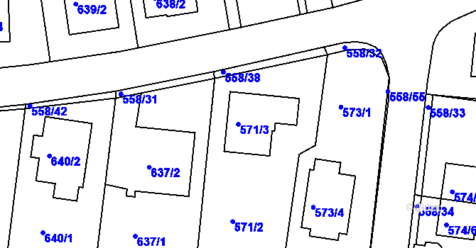 Parcela st. 571/3 v KÚ Kaplice, Katastrální mapa