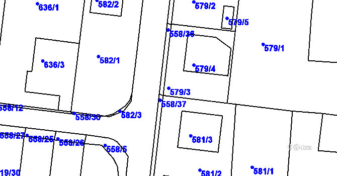 Parcela st. 579/3 v KÚ Kaplice, Katastrální mapa