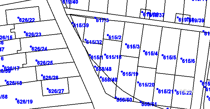Parcela st. 615/18 v KÚ Kaplice, Katastrální mapa