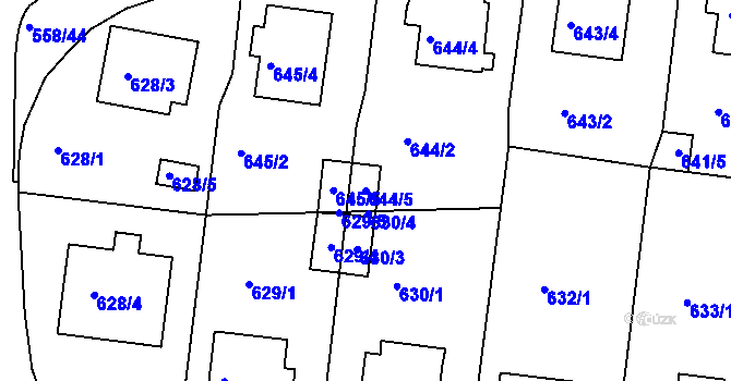 Parcela st. 644/5 v KÚ Kaplice, Katastrální mapa