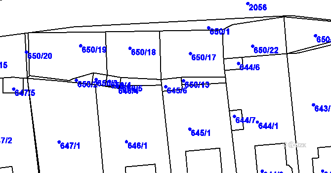 Parcela st. 645/6 v KÚ Kaplice, Katastrální mapa