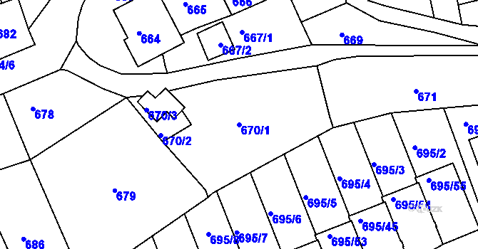 Parcela st. 670/1 v KÚ Kaplice, Katastrální mapa