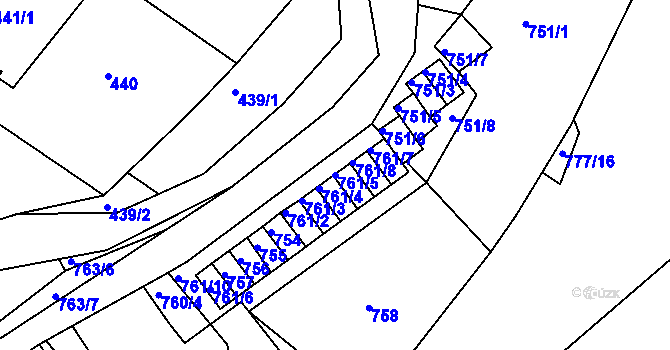 Parcela st. 761/5 v KÚ Kaplice, Katastrální mapa