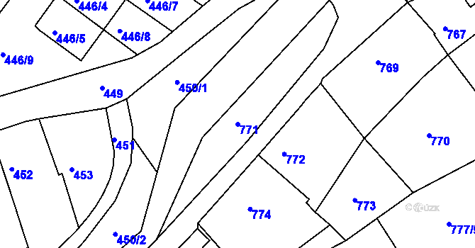 Parcela st. 771 v KÚ Kaplice, Katastrální mapa