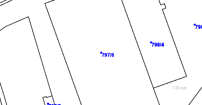 Parcela st. 797/5 v KÚ Kaplice, Katastrální mapa