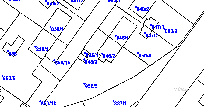 Parcela st. 846/2 v KÚ Kaplice, Katastrální mapa