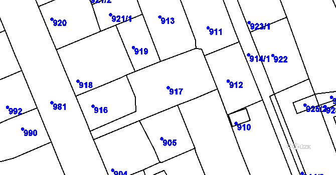 Parcela st. 917 v KÚ Kaplice, Katastrální mapa
