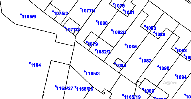 Parcela st. 1082/2 v KÚ Kaplice, Katastrální mapa