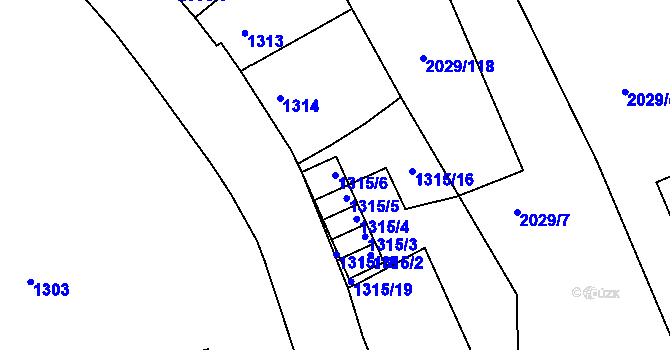 Parcela st. 1315/6 v KÚ Kaplice, Katastrální mapa