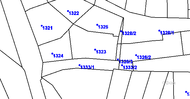 Parcela st. 1323 v KÚ Kaplice, Katastrální mapa