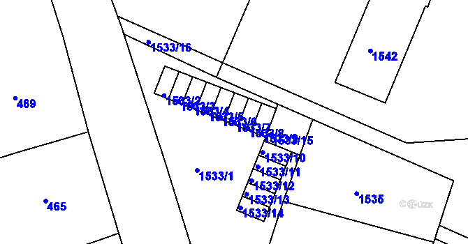 Parcela st. 1533/7 v KÚ Kaplice, Katastrální mapa