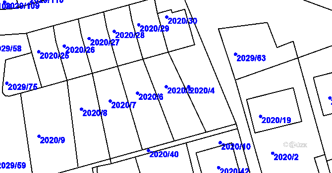 Parcela st. 2020/5 v KÚ Kaplice, Katastrální mapa