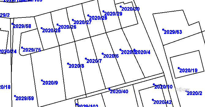 Parcela st. 2020/6 v KÚ Kaplice, Katastrální mapa