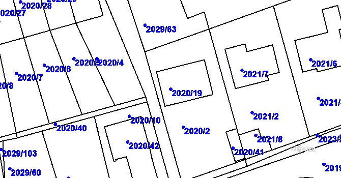 Parcela st. 2020/19 v KÚ Kaplice, Katastrální mapa