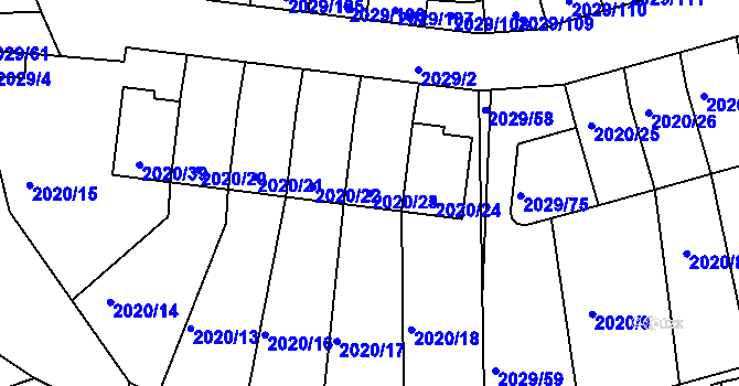Parcela st. 2020/23 v KÚ Kaplice, Katastrální mapa