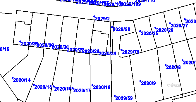 Parcela st. 2020/24 v KÚ Kaplice, Katastrální mapa