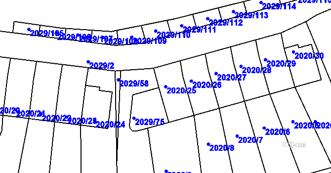 Parcela st. 2020/25 v KÚ Kaplice, Katastrální mapa