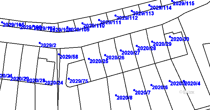 Parcela st. 2020/26 v KÚ Kaplice, Katastrální mapa