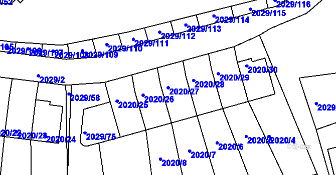 Parcela st. 2020/27 v KÚ Kaplice, Katastrální mapa