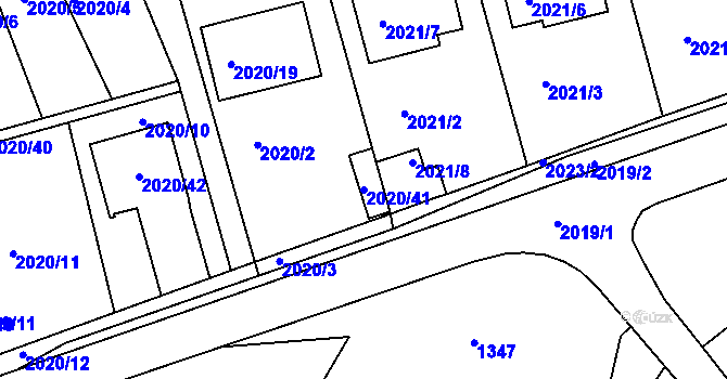 Parcela st. 2020/41 v KÚ Kaplice, Katastrální mapa