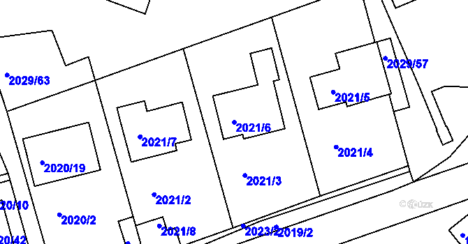 Parcela st. 2021/6 v KÚ Kaplice, Katastrální mapa